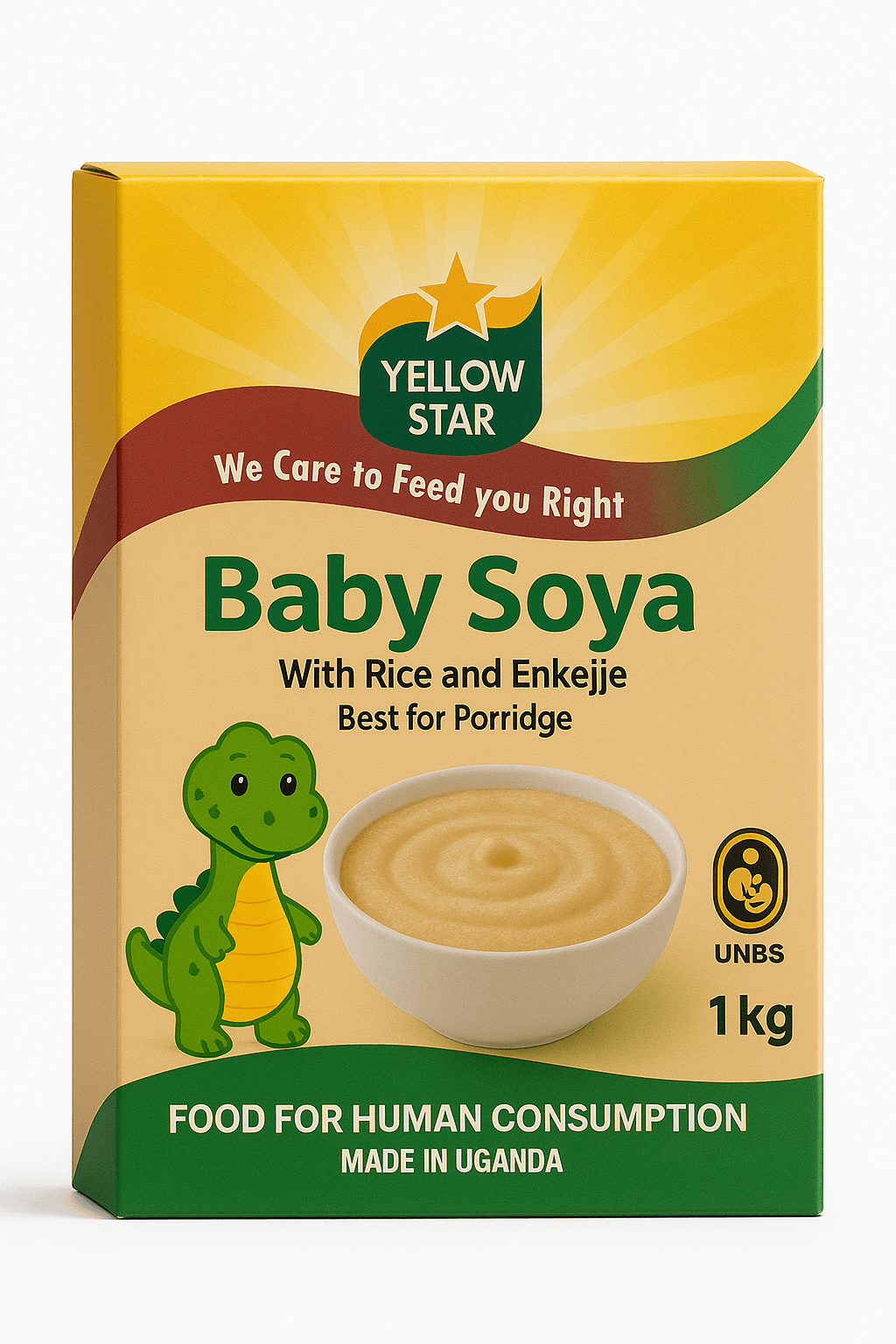 Yellow star Baby Soya with rice and enkejje